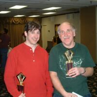 Joe C and Al F with luck of the draw trophies, 2003 tournament