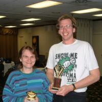 Kim and partner second place luck of the draw trophies, 2003 tournament