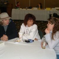 Jo S chatting with other attendees, 2003 tournament